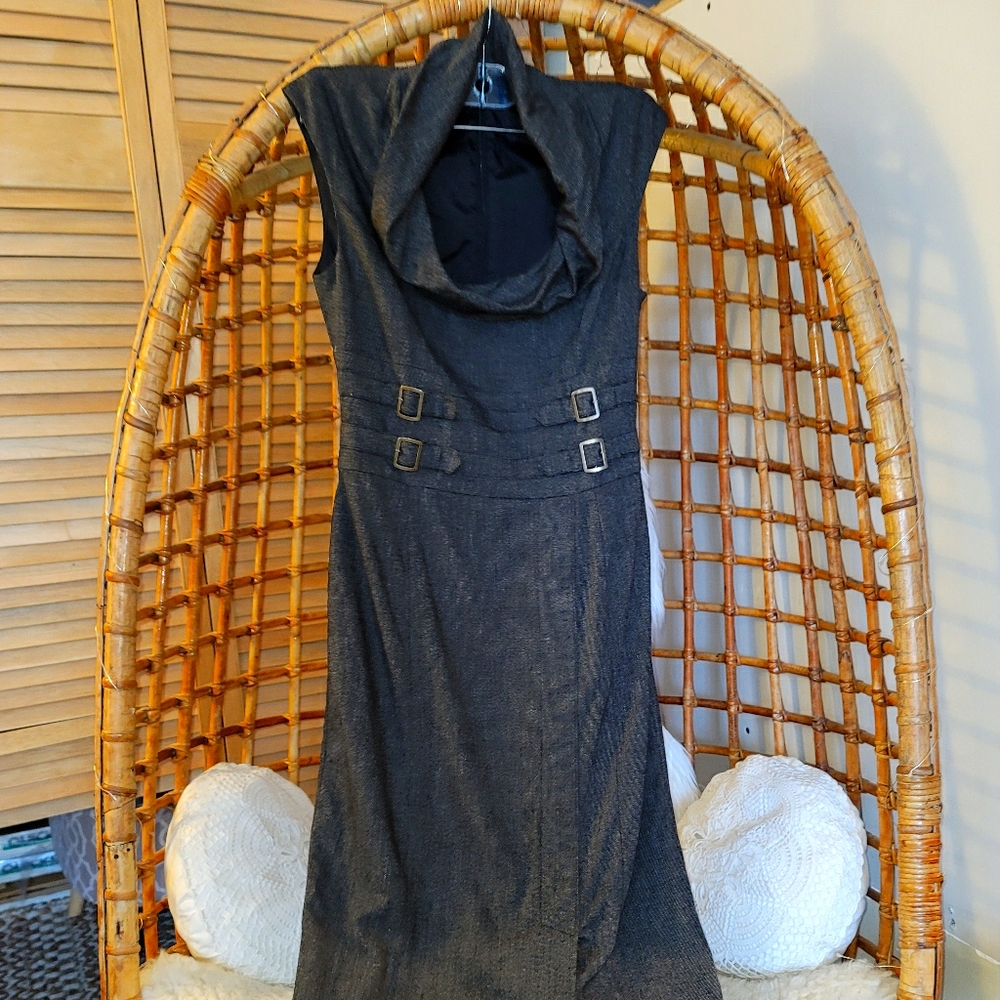 Tweed houndstooth tweed and brass style dress - Picture 1 of 4
